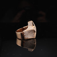 Real 14K Rose Gold Diamond Star Ring