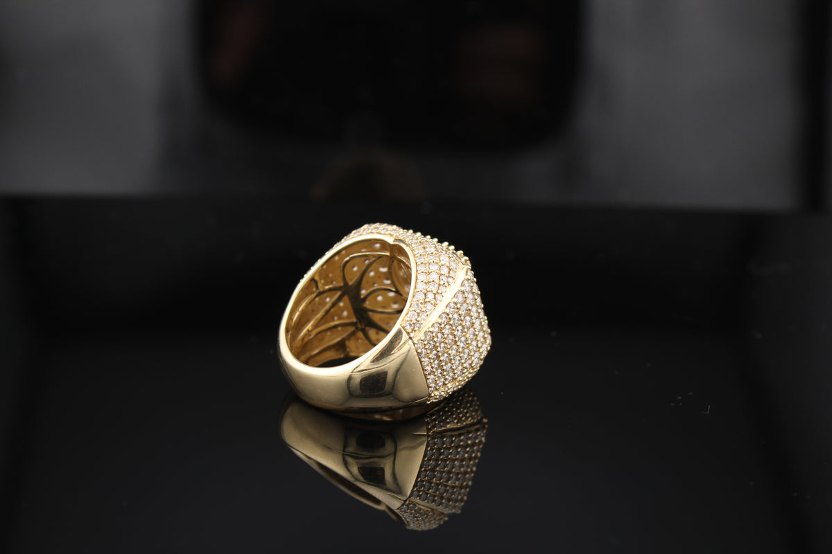 Anillo de Oro 14K Auténtico con Diamantes Grandes para Hombre