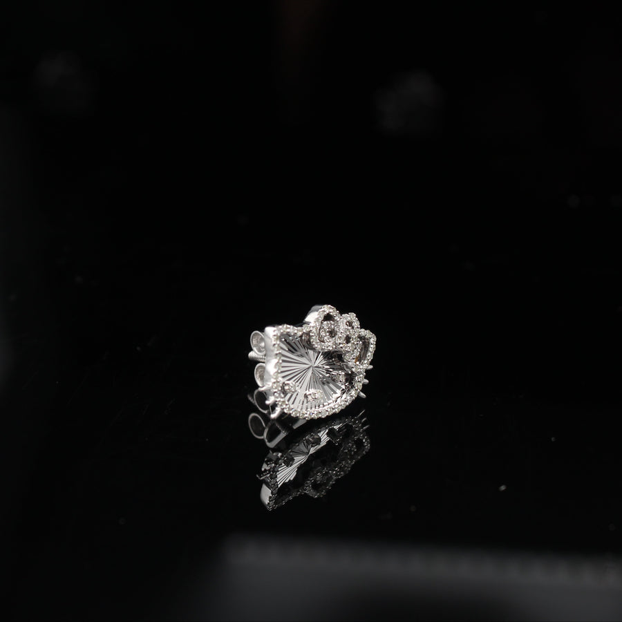 10K Diamond Kitty Studs White Gold