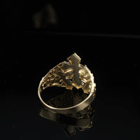 Real 10K Gold Mens Triple Cross Nugget Ring