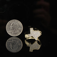 Anillo de oro auténtico de 10 quilates con forma de pepita de Texas y circonitas