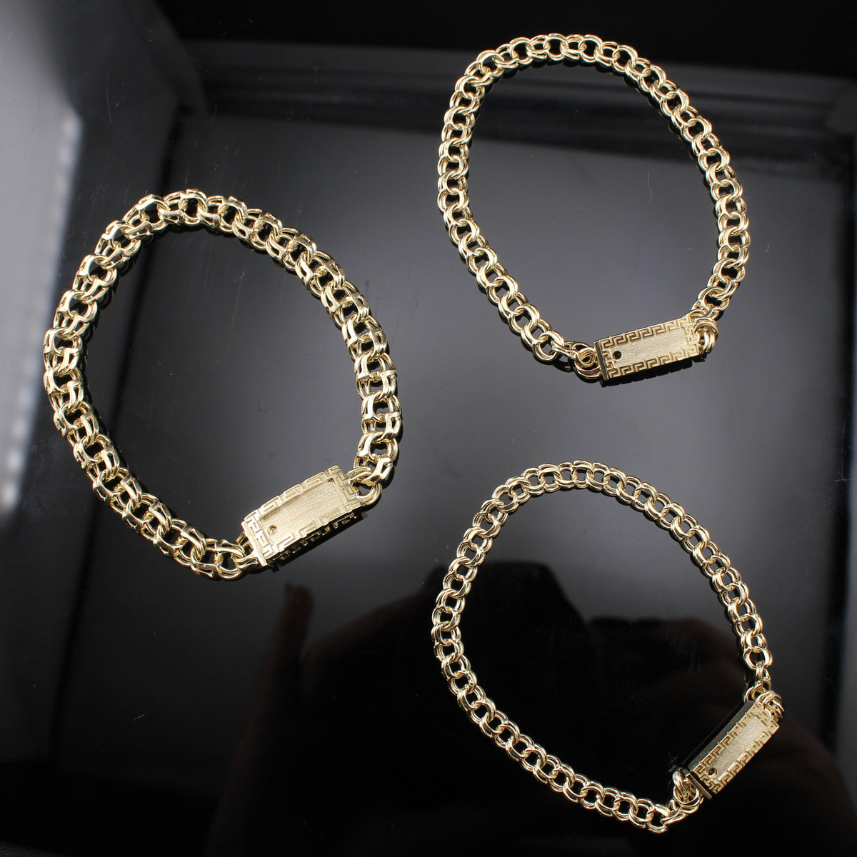 Pulseras Chino de oro de 10K auténtico