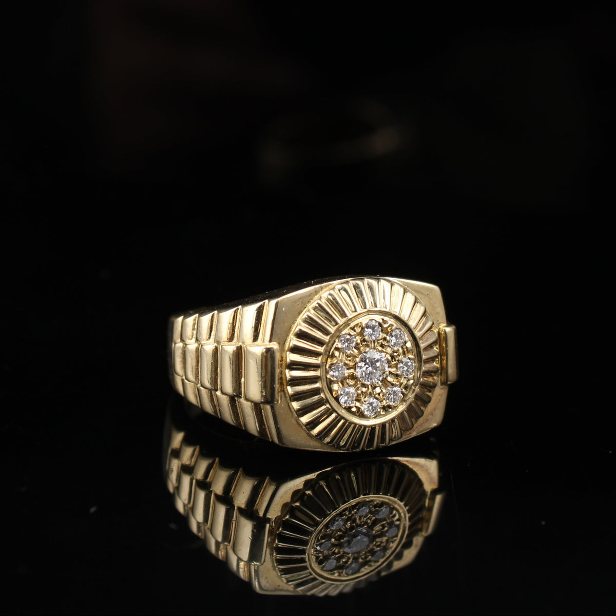 Anillo de oro de 14 quilates con diamantes para hombre