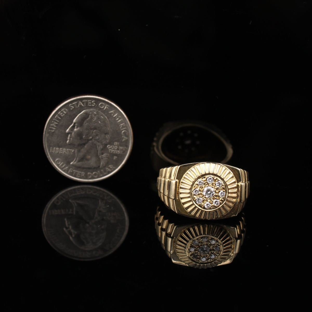 Anillo de oro de 14 quilates con diamantes para hombre