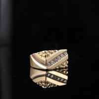 Real 14K Gold Diamond Nugget Ring
