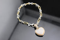 Pulsera de corazón con diamantes de oro de 14 quilates auténtico