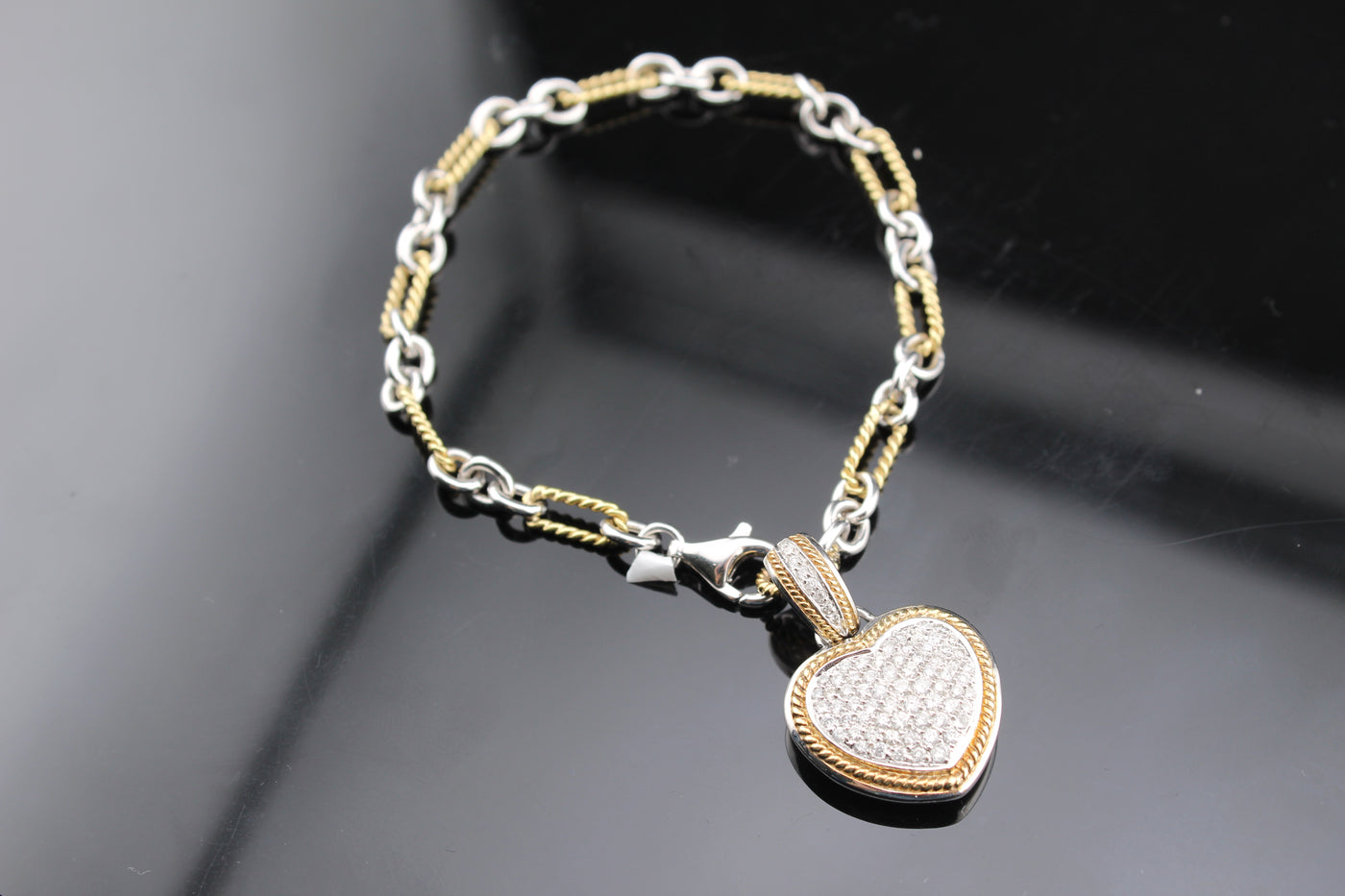 14K Diamond Heart Bracelet