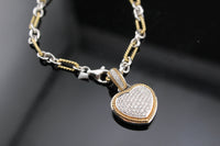 Pulsera de corazón con diamantes de oro de 14 quilates auténtico