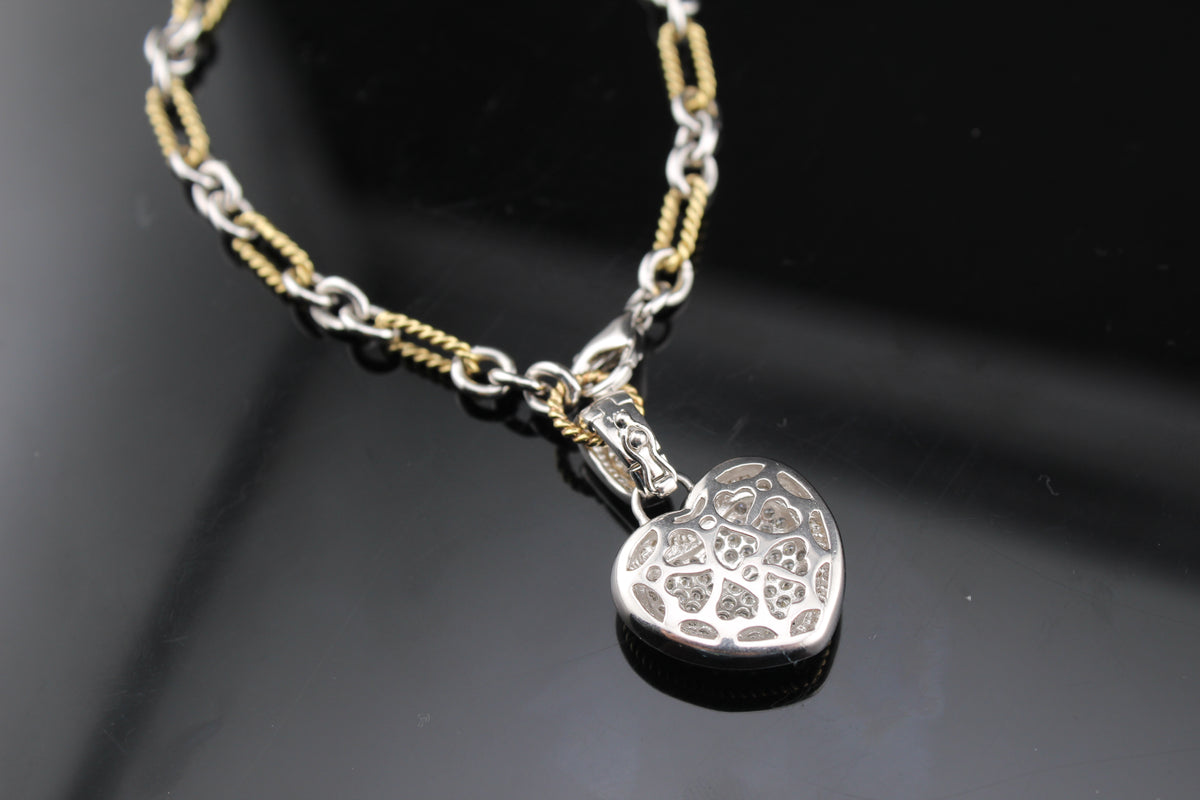 Pulsera de corazón con diamantes de oro de 14 quilates auténtico