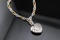 Pulsera de corazón con diamantes de oro de 14 quilates auténtico