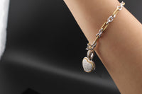 Pulsera de corazón con diamantes de oro de 14 quilates auténtico