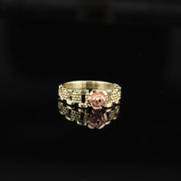 Anillo de mujer de flor rosa de oro de 10K real