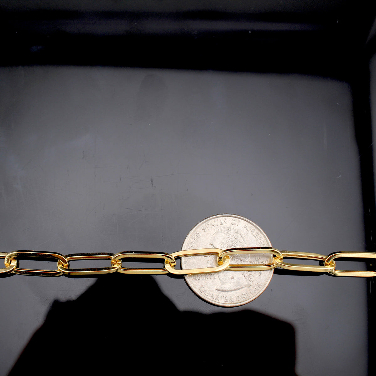 Real 14K Gold Yellow Paperclip Bracelet