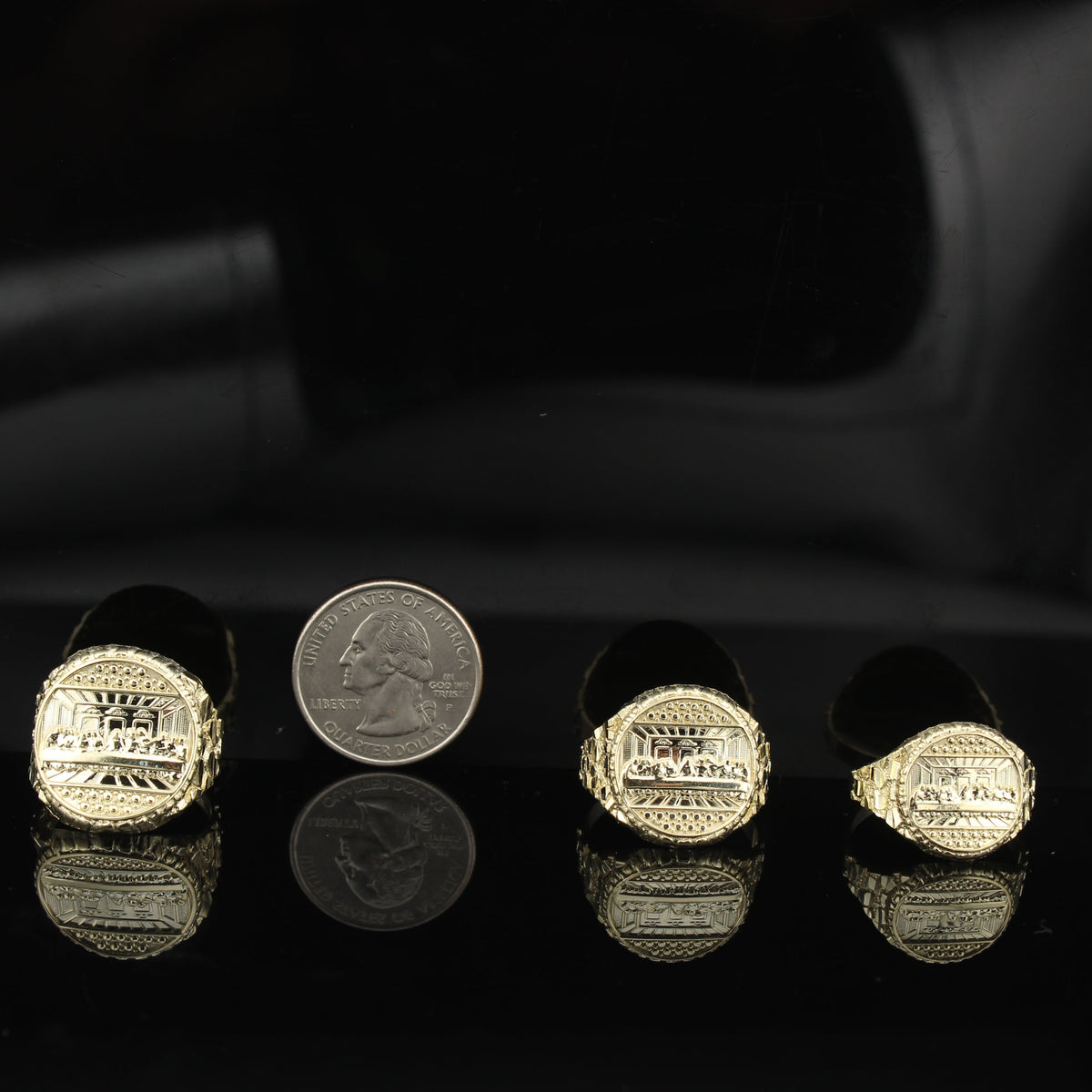 Real 10K Gold Mens Last Supper Ring