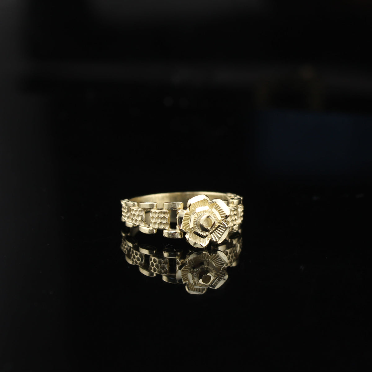 Real 10K Gold Rose Womens Ring