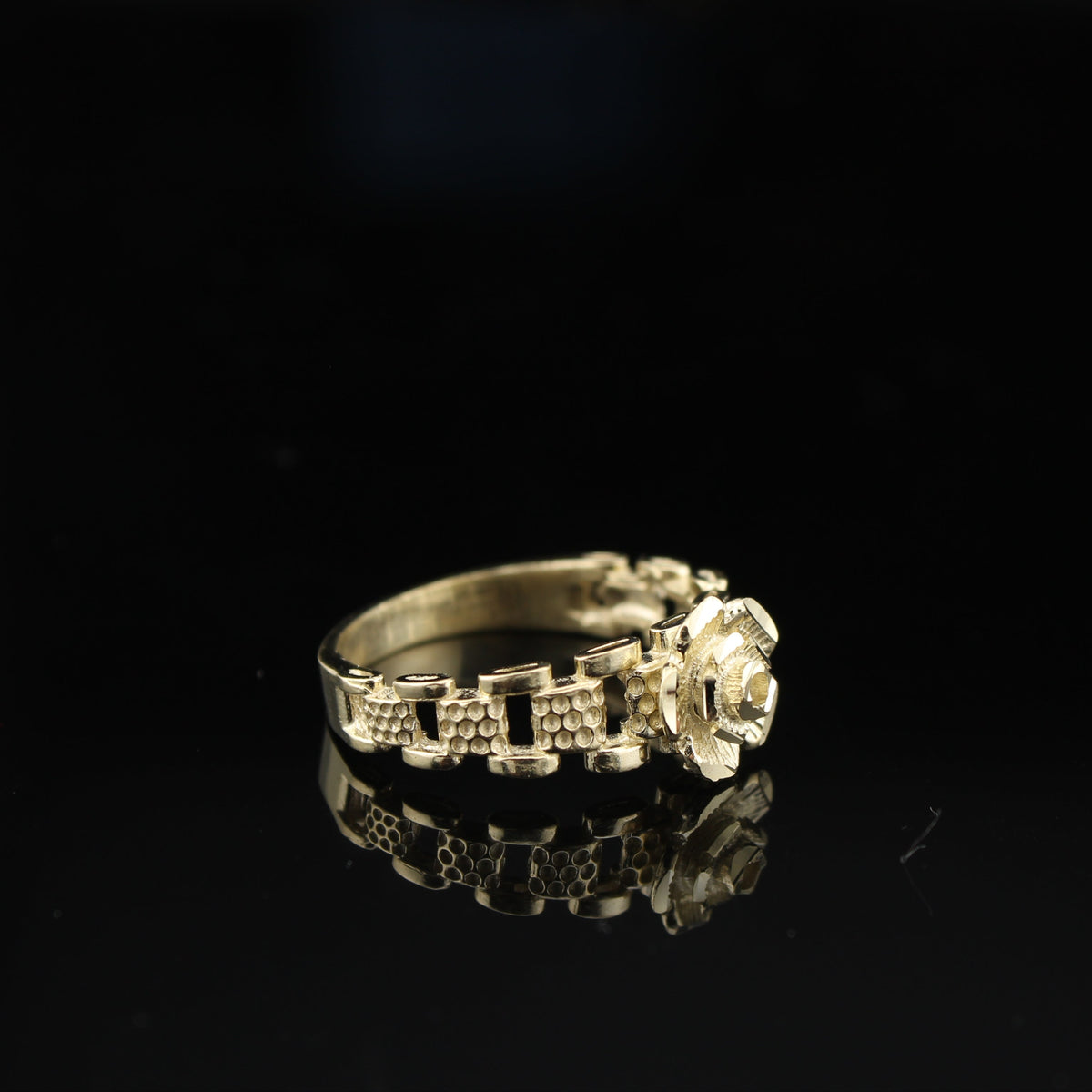 Real 10K Gold Rose Womens Ring