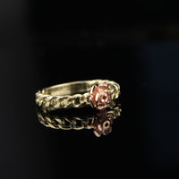 Real 10K Gold Rose Chain Womens Ring