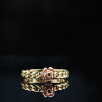 Real 10K Gold Rose Chain Womens Ring