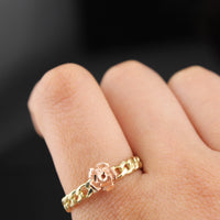 Real 10K Gold Rose Chain Womens Ring