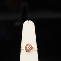 Real 10K Gold Rose Flower Womens Ring