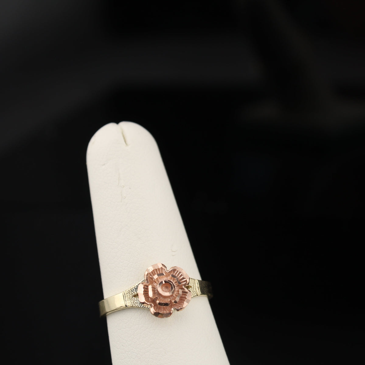Real 10K Gold Rose Flower Womens Ring