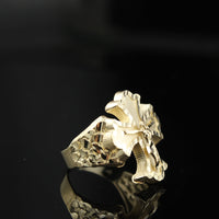 Anillo Cruz Jesús Pepita Oro 10K Hombre Genuino