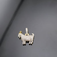 Colgante de cabra de oro de 10K auténtico con diamante