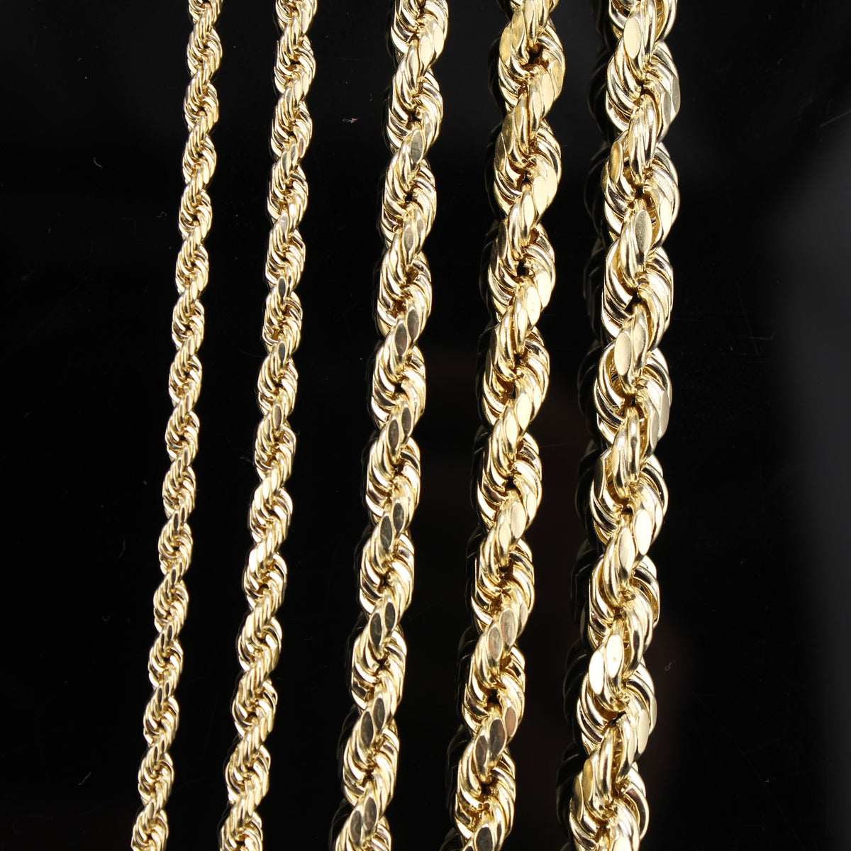 Cadenas de oro de 10K auténticas tipo soga