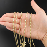 Cadenas de oro 10K auténtico de 3 mm tipo cuerda