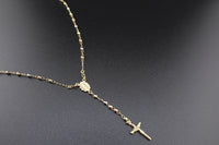14K Tri Color Rosary Necklace - detail view - ICEbyAK