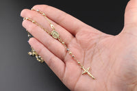 14K Tri Color Rosary Necklace - alternate view - ICEbyAK