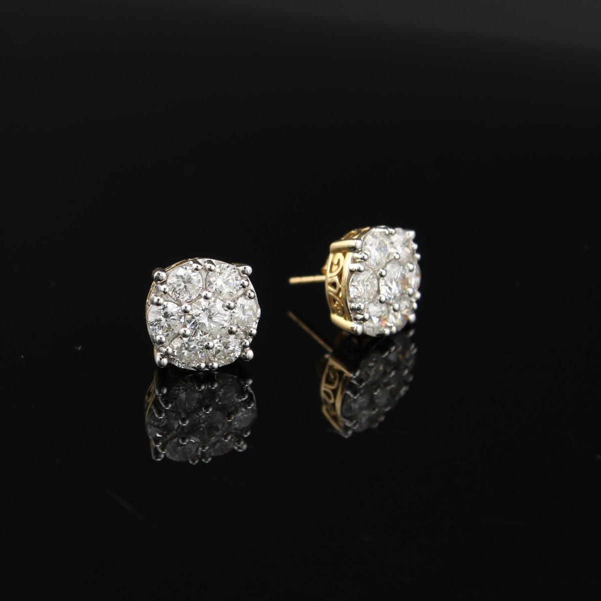 Aretes de oro de 14 quilates con diamantes, 3.00 TCW