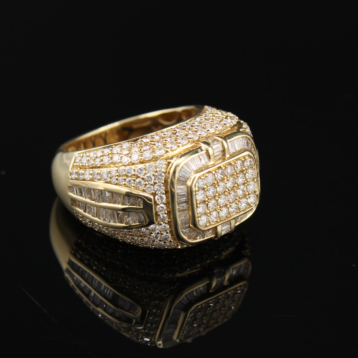 Anillo de oro de 10K auténtico con diamante para hombre