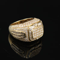 Anillo de oro de 10K auténtico con diamante para hombre