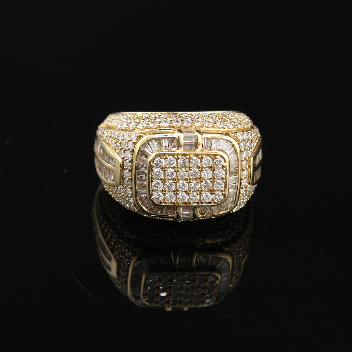 Anillo de oro de 10K auténtico con diamante para hombre
