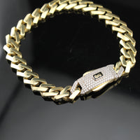 Real 10K Gold 9.5MM Monaco Chain Bracelet
