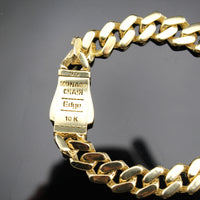 Real 10K Gold 9.5MM Monaco Chain Bracelet
