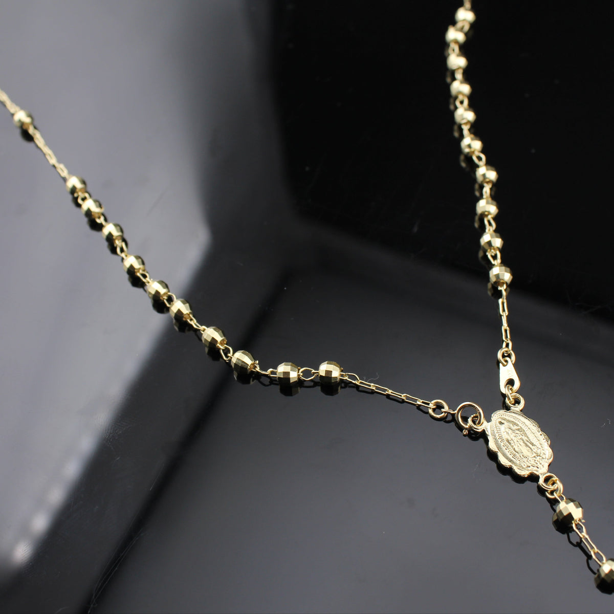 Real 14K Gold Rosary Beads Necklace