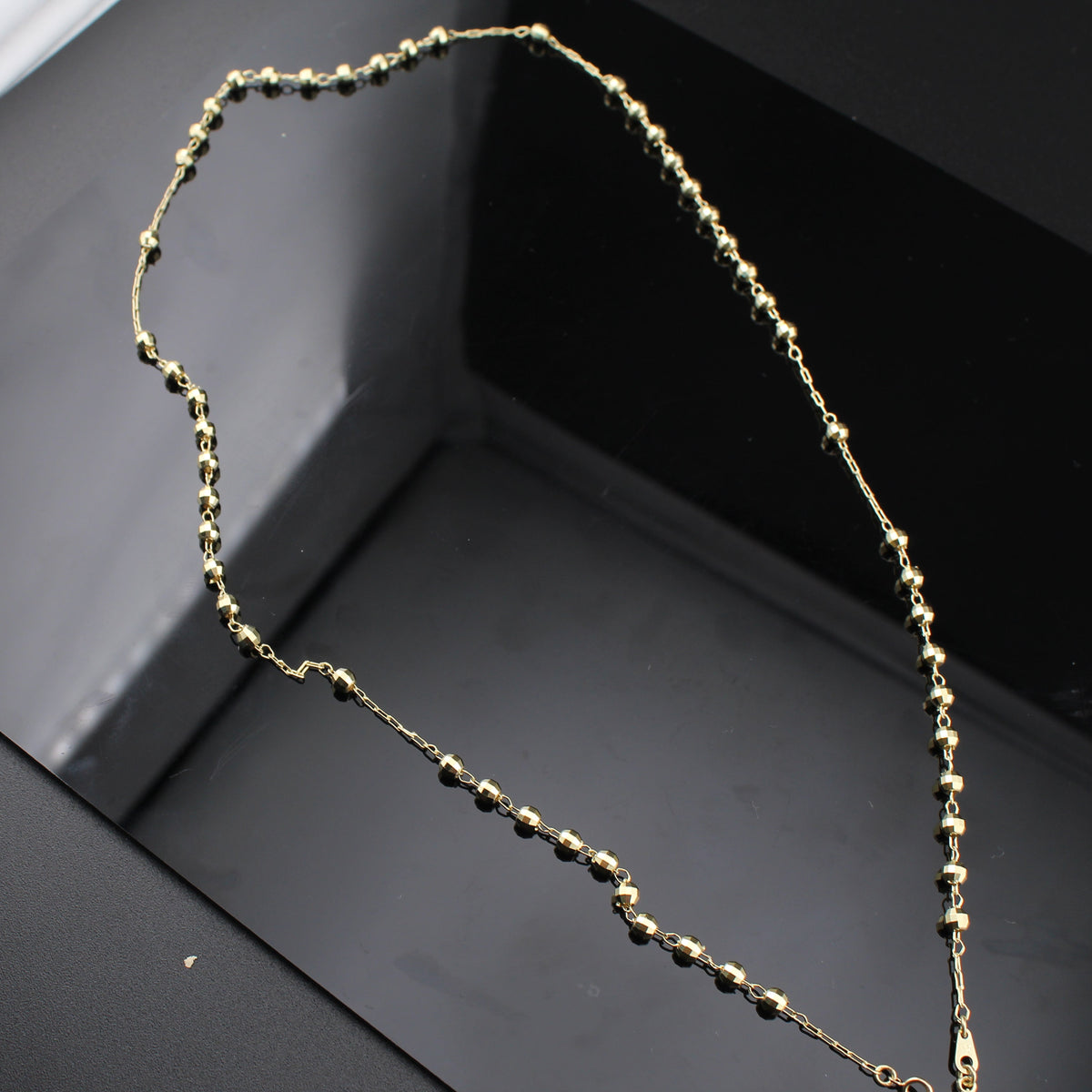Real 14K Gold Rosary Beads Necklace