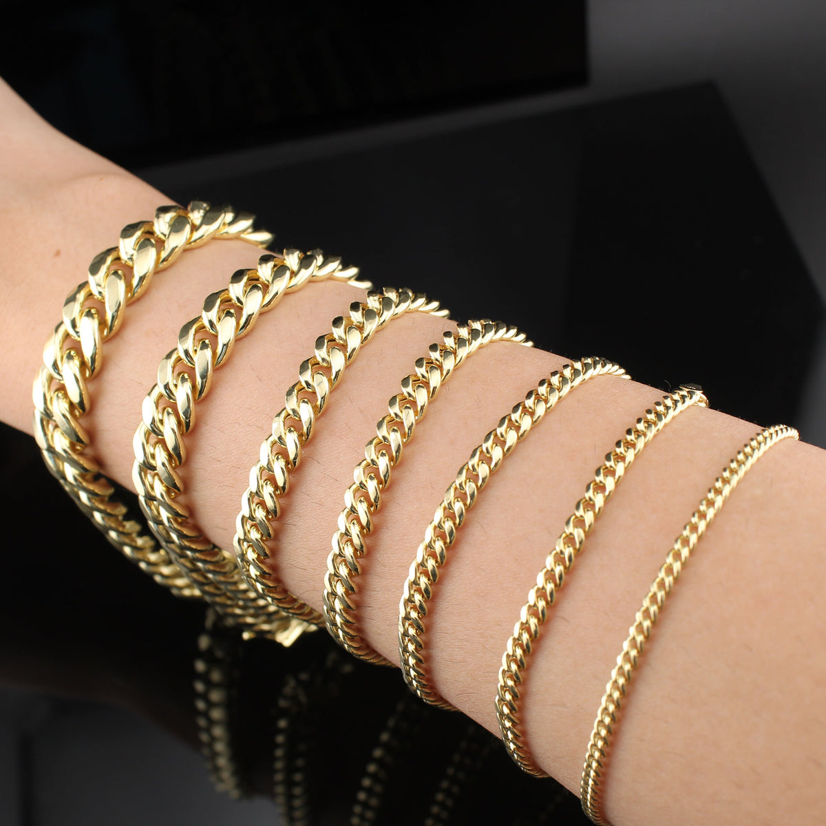 Real 10K Gold Miami Cuban Link Bracelets