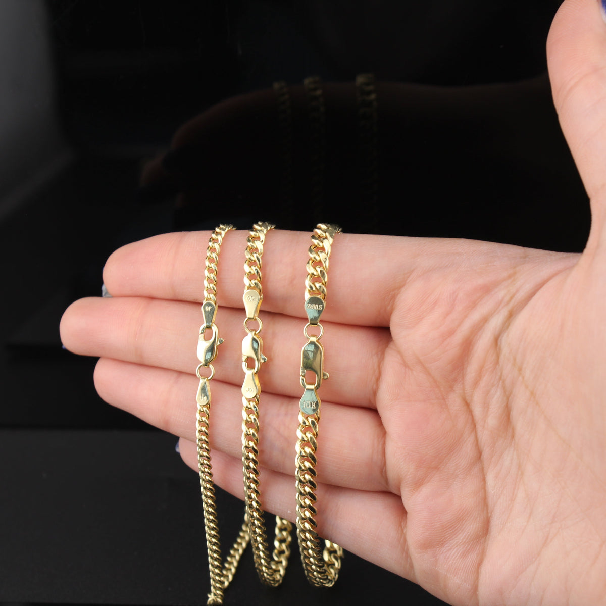Real 10K Gold Miami Cuban Link Bracelets