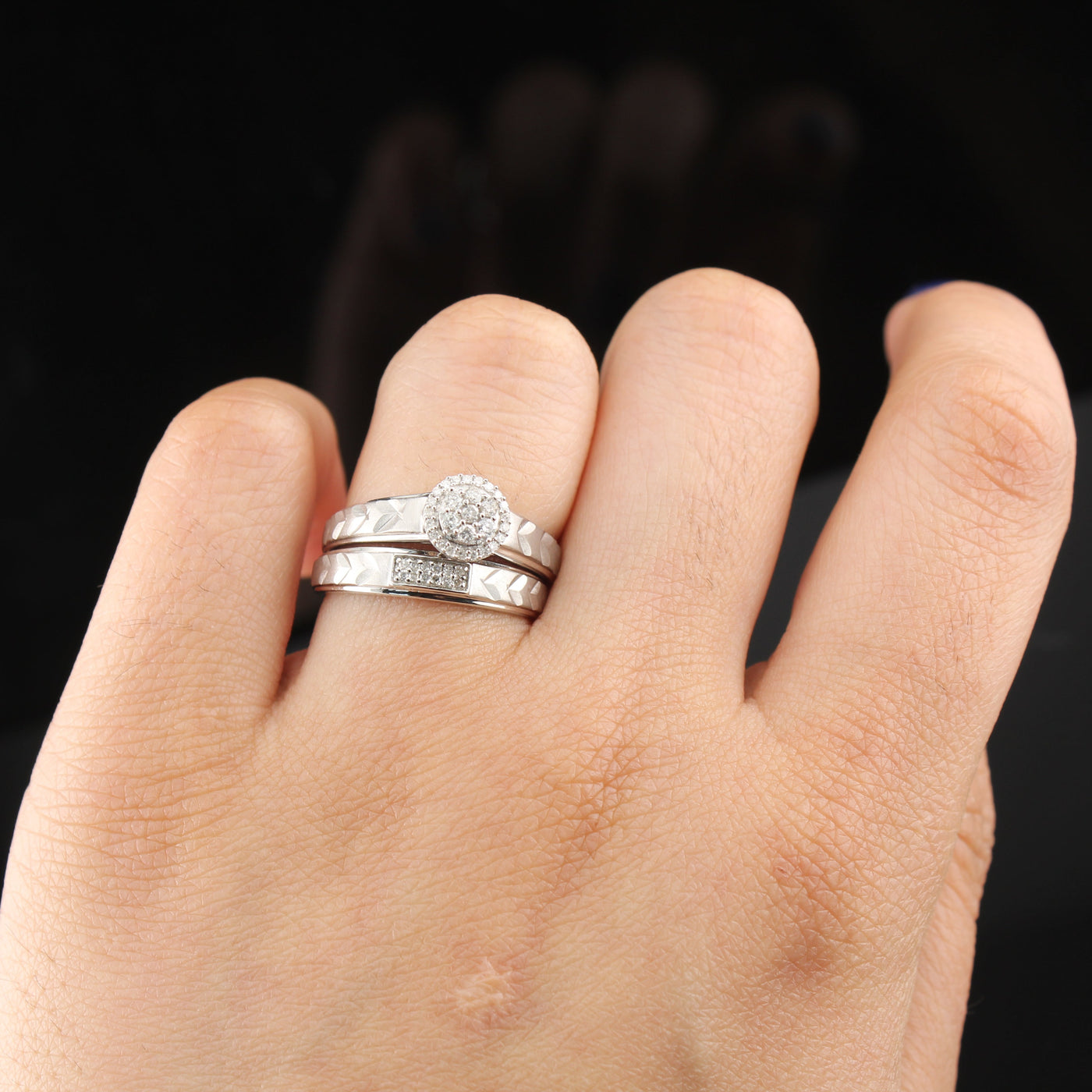 Diamond Wedding Ring & Band Set