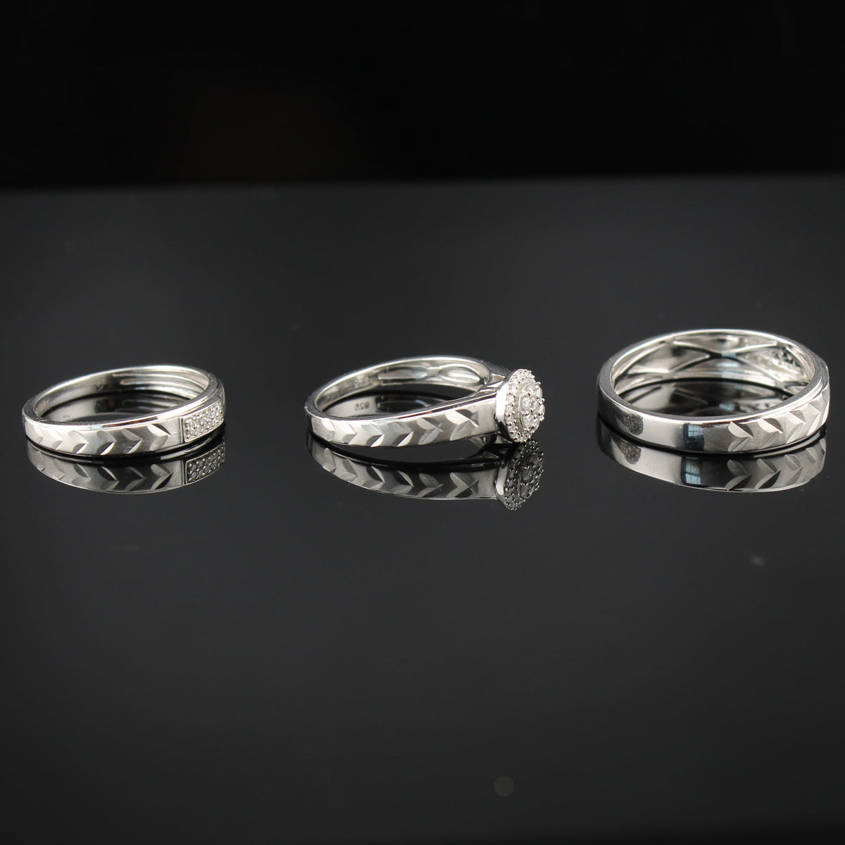 Diamond Wedding Rings & Band Set