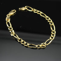 Pulsera de cadena Fígaro de oro de 14 quilates auténtico