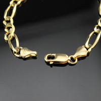 Pulsera de cadena Fígaro de oro de 14 quilates auténtico