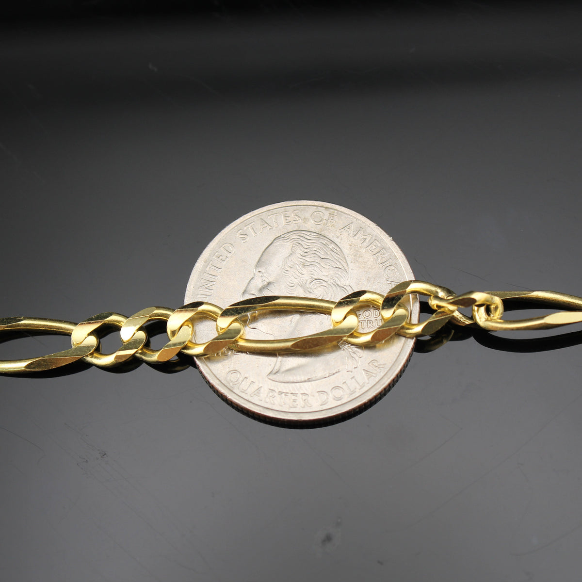 Pulsera de cadena Fígaro de oro de 14 quilates auténtico