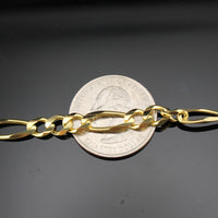 Pulsera de cadena Fígaro de oro de 14 quilates auténtico