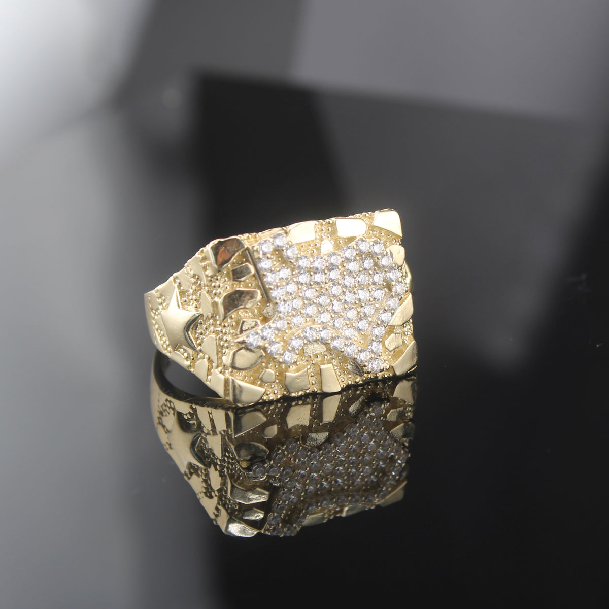 Anillo de oro de 10K auténtico de Texas con circonitas cúbicas