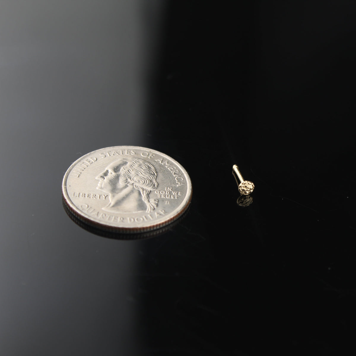 Real 14K Gold Round Nugget Nose Stud