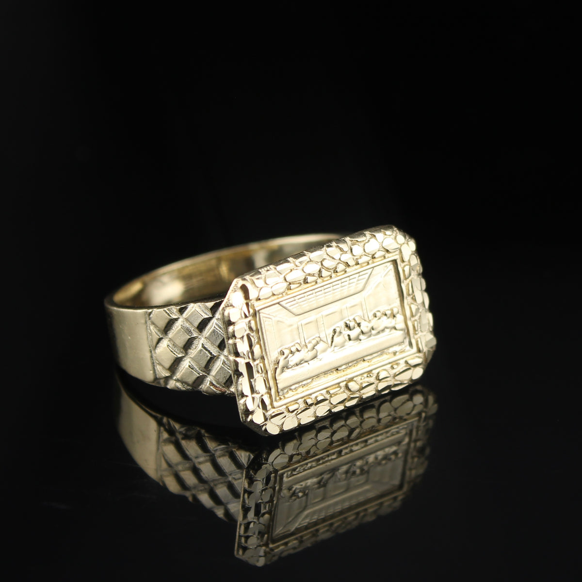 Real 10K Gold Last Supper Nugget Ring